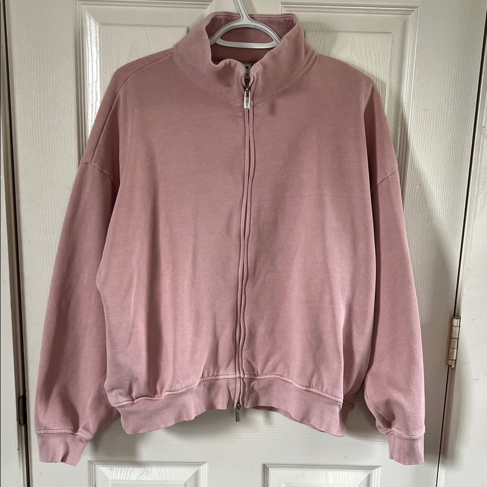 PINK Victoria's Secret Dusty Pink Baggy Zip-Up Hoodie Size Large Loungewear